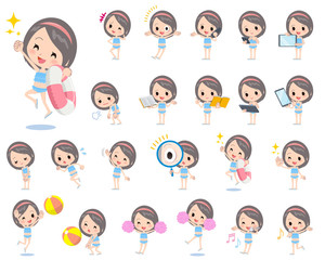 headband girl blue ruffle Swimwear style 2