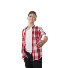 Cute teenager boy over white isolated background