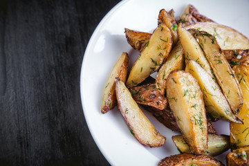potatoes on a rural, green, french fries, the food in the restaurant