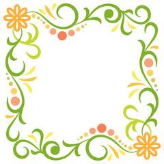 Fototapeta na wymiar Doodle vector color abstract flower frame