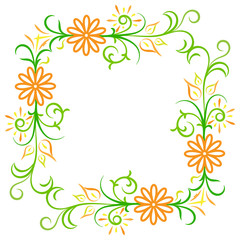 Doodle vector color abstract flower frame