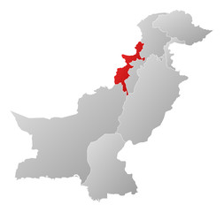 Fototapeta premium Map - Pakistan, Federally Administered Tribal Areas