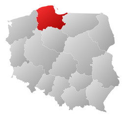 Fototapeta premium Mapa - Polska, Pomorskie