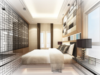 abstract sketch design of interior bedroom