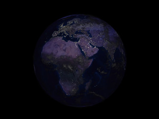 planet earth on black background view from space 3d