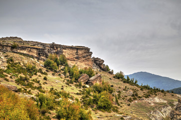 Fototapeta na wymiar Beautiful mountain landscape with phenomenon rock formations