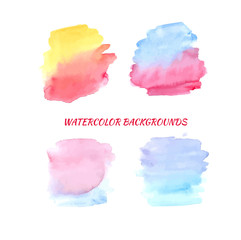 Set of vector watercolor mixed backgrounds. Abstract watercolor backgrounds for design