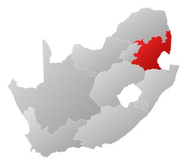 Obraz premium Map - South Africa, Mpumalanga