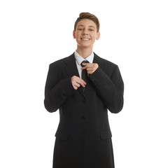 Cute teenager boy over white isolated background