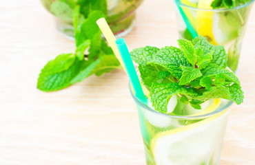 Glass of mint lemonade