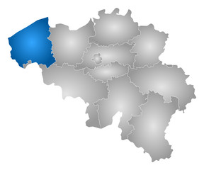 Map - Belgium, West Flanders