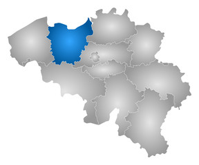 Map - Belgium, East Flanders