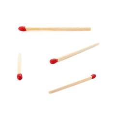 Set of Wooden match isolated over the white background