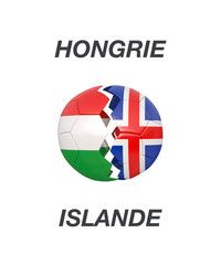 Hungary / Iceland soccer game 3d illustration