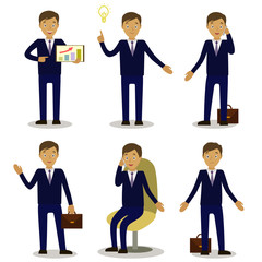 set of businessman in different poses. manager.