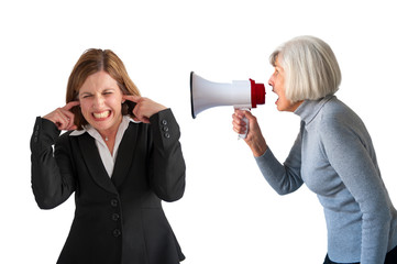 woman being yelled at by senior woman