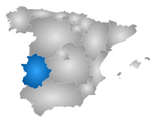 Map - Spain, Extremadura