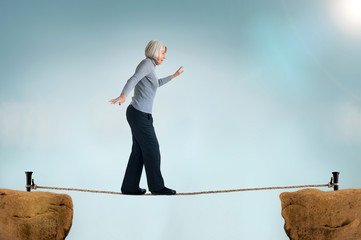 senior woman tightrope