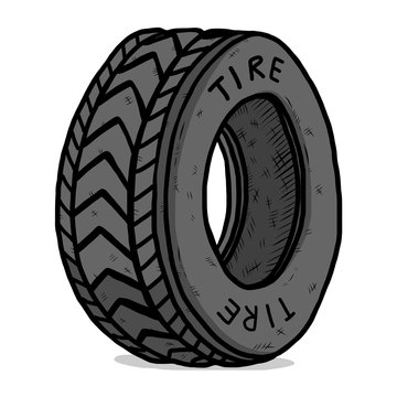 tire / cartoon vector and illustration, hand drawn style, isolated on white  background. Stock Vector | Adobe Stock