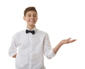 Cute teenager boy over white isolated background