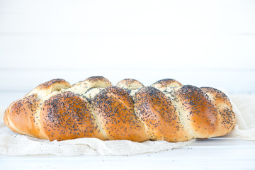 Traditional Jewish long loaf Challah
