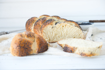Traditional Jewish long loaf Challah
