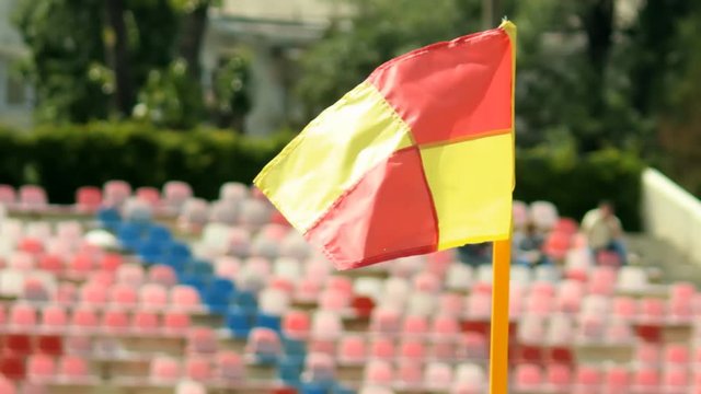 Soccer corner flag on the stadium