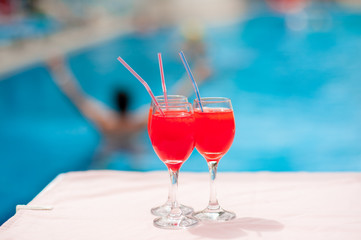 Cocktails by the pool at the hotel