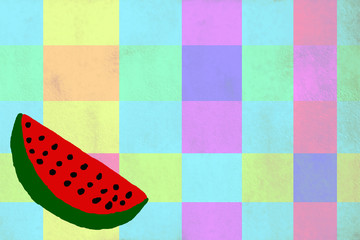 Funny drawing of a watermelon background