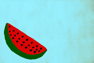Funny watermelon on turquoise  background