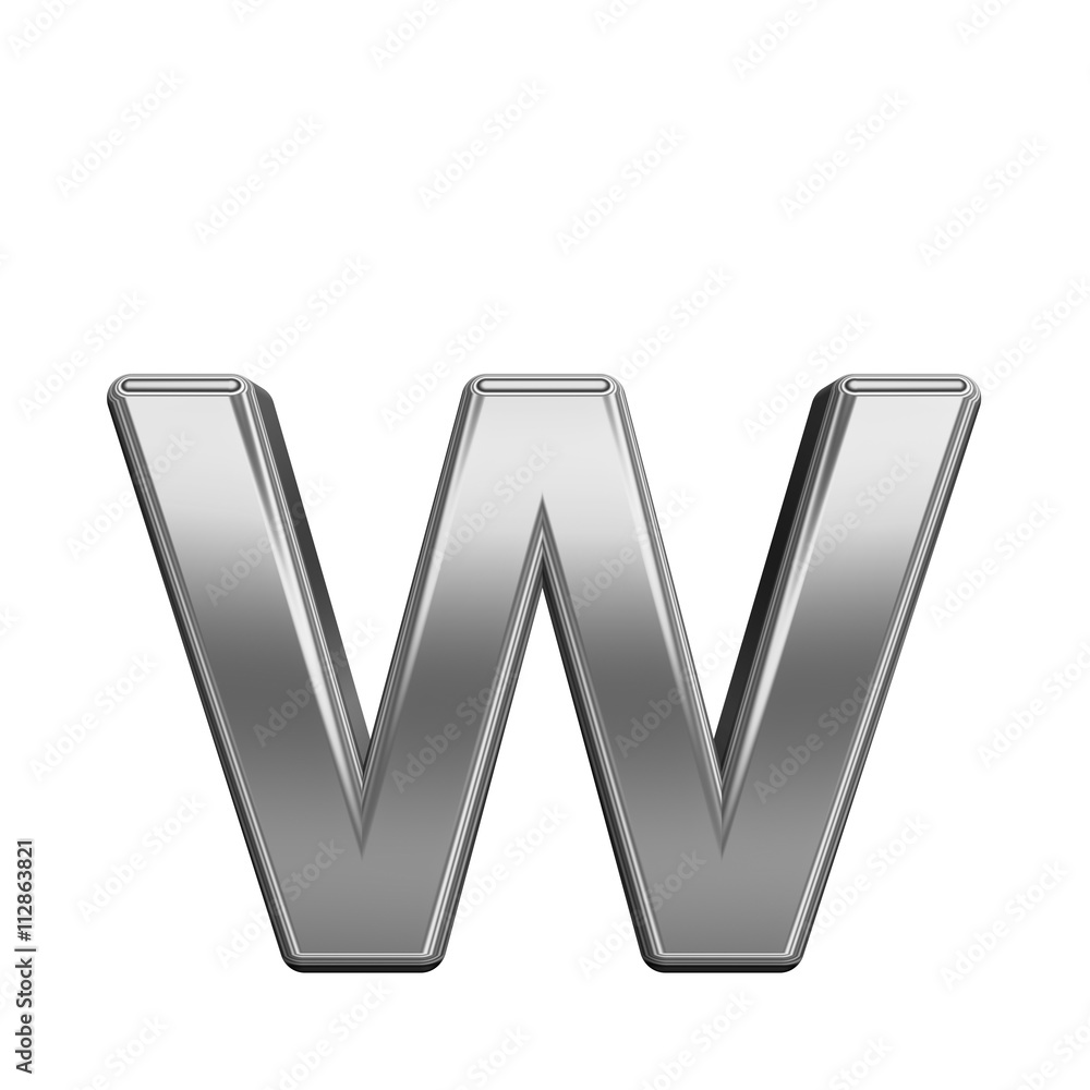 Fototapete one lower case letter from titanium alphabet set, isolated on white. 3d illustration.one lower case 