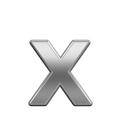 Obraz premium One lower case letter from titanium alphabet set, isolated on white. 3D illustration.One lower case letter from titanium alphabet set, isolated on white. 3D illustration.