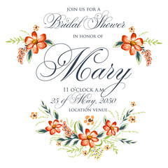 Bridal Shower Invitation with hibiskus flowers © mary1983