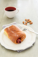 Sausage baked in dough
