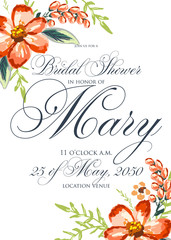 Bridal Shower Invitation with hibiskus flowers © mary1983
