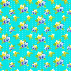 Pattern with Small pansies and Dots