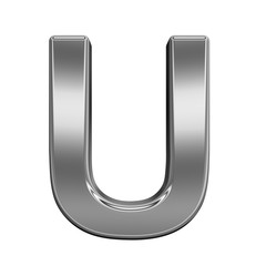 One letter from titanium alphabet set, isolated on white. 3D illustration.