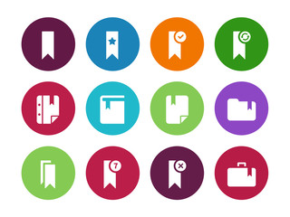 Fototapeta premium Bookmark, tag, circle icons on white background.