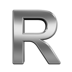 One letter from titanium alphabet set, isolated on white. 3D illustration.