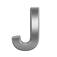 One letter from titanium alphabet set, isolated on white. 3D illustration.