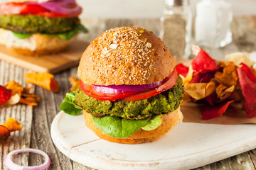Homemade Green Vegan Burgers