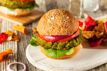 Homemade Green Vegan Burgers