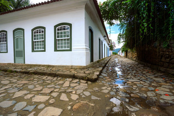 streets of the historical town Paraty Brazil