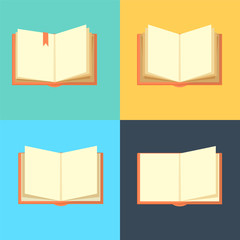 Book icons in colored flat line style