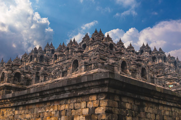Buddist temple Borobudur at sunset. Yogyakarta. Java, Indonesia