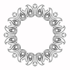 Round frame made of floral elements. Mandala border.