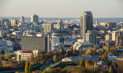 Naklejka premium Kiev city business view, panorama Kiev, Ukraine