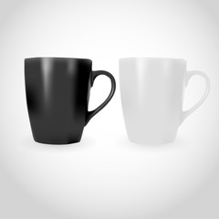 White and Black Photorealistic Cup illustration for mock-ups