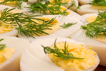 Obraz na płótnie Canvas boiled eggs with dill