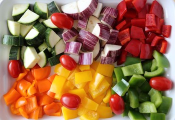 Colored vegetables.